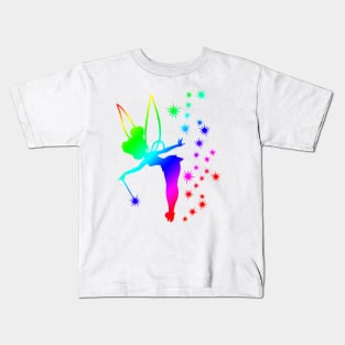 Rainbow Tinkerbell Ombre Sillhouette Kids T-Shirt